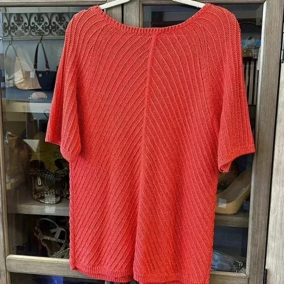 TALBOTS Sparkle Knit chevron short sleeve sweater Size XL - Picture 5 of 6